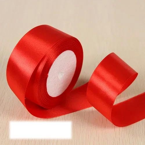FAQIMORAX 25 Yards/Rolle 6 mm 10 mm 15 mm 20 mm 25 mm 40 mm 50 mm Seidensatinbänder für Geschenkverpackungen, Weihnachtsfeier-Dekoration-Rot-25 mm Breite von FAQIMORAX
