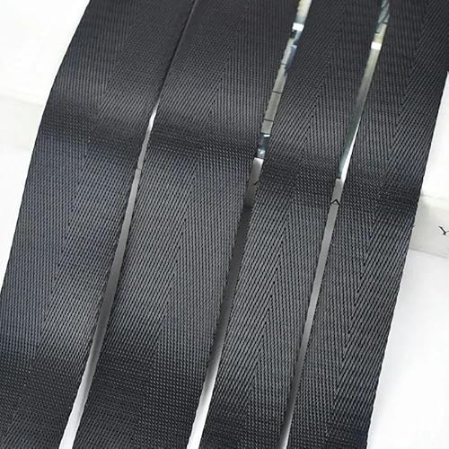 FAQIMORAX 5 Meter 20/25/32/38 mm Nylon Schwarze Gurtbänder Taschengurtband Gürtelband Gurtbänder DIY Kleidungsstück-RD002-Schwarz-20 mm von FAQIMORAX