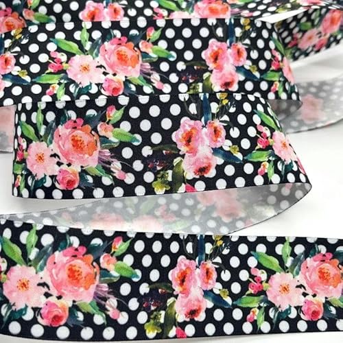 FAQIMORAX 5 Yards 38 mm Blumen Satinband für Patchwork-Schleifen, Weihnachten, Hochzeit, Blumenverpackung-PR1076-5 Yards von FAQIMORAX