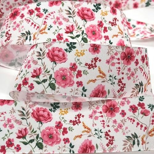 FAQIMORAX 5 Yards 38 mm Blumen Satinband für Patchwork-Schleifen, Weihnachten, Hochzeit, Blumenverpackung-PR1100-5 Yards von FAQIMORAX