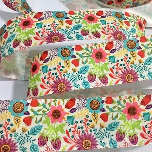 FAQIMORAX 5 Yards 38 mm Blumen Satinband für Patchwork-Schleifen, Weihnachten, Hochzeit, Blumenverpackung-PR1142-5 Yards von FAQIMORAX