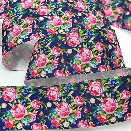 FAQIMORAX 5 Yards 38 mm Blumen Satinband für Patchwork-Schleifen Weihnachten Hochzeit Blumenverpackung-PR1070-5 Yards von FAQIMORAX