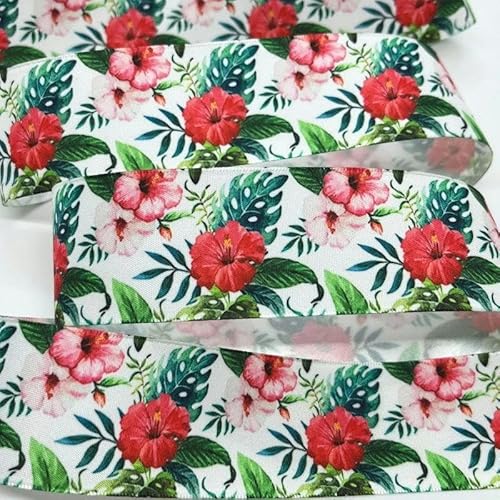FAQIMORAX 5 Yards 38 mm Blumen Satinband für Patchwork-Schleifen Weihnachten Hochzeit Blumenverpackung-PR1072-5 Yards von FAQIMORAX