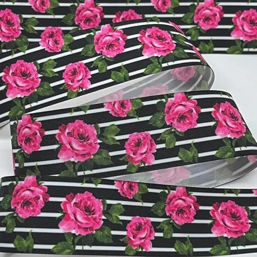 FAQIMORAX 5 Yards 38 mm Blumen Satinband für Patchwork-Schleifen Weihnachten Hochzeit Blumenverpackung-PR1075-5 Yards von FAQIMORAX