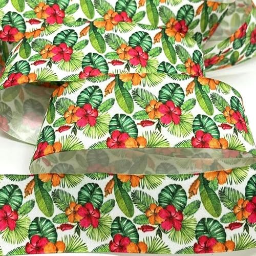 FAQIMORAX 5 Yards 38 mm Blumen Satinband für Patchwork-Schleifen Weihnachten Hochzeit Blumenverpackung-PR1090-5 Yards von FAQIMORAX