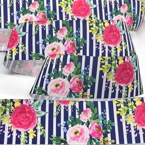 FAQIMORAX 5 Yards 38 mm Blumen Satinband für Patchwork-Schleifen Weihnachten Hochzeit Blumenverpackung-PR1094-5 Yards von FAQIMORAX