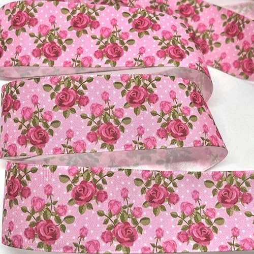 FAQIMORAX 5 Yards 38 mm Blumen Satinband für Patchwork-Schleifen Weihnachten Hochzeit Blumenverpackung-PR1097-5 Yards von FAQIMORAX
