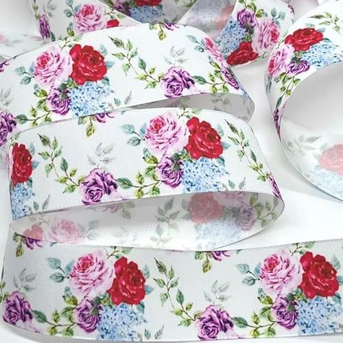 FAQIMORAX 5 Yards 38 mm Blumen Satinband für Patchwork-Schleifen Weihnachten Hochzeit Blumenverpackung-PR1107-5 Yards von FAQIMORAX