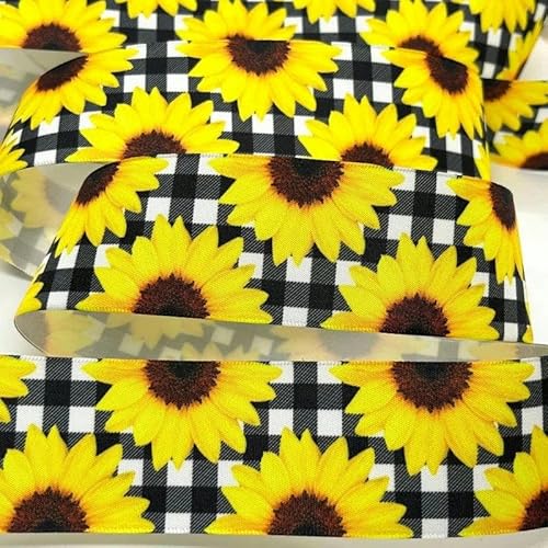 FAQIMORAX 5 Yards 38 mm Blumen Satinband für Patchwork-Schleifen Weihnachten Hochzeit Blumenverpackung-PR1110-5 Yards von FAQIMORAX