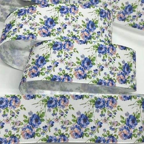 FAQIMORAX 5 Yards 38 mm Blumen Satinband für Patchwork-Schleifen Weihnachten Hochzeit Blumenverpackung-PR1119-5 Yards von FAQIMORAX