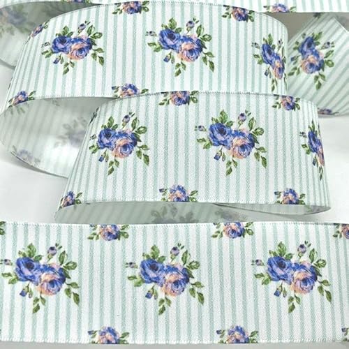 FAQIMORAX 5 Yards 38 mm Blumen Satinband für Patchwork-Schleifen Weihnachten Hochzeit Blumenverpackung-PR1144-5 Yards von FAQIMORAX