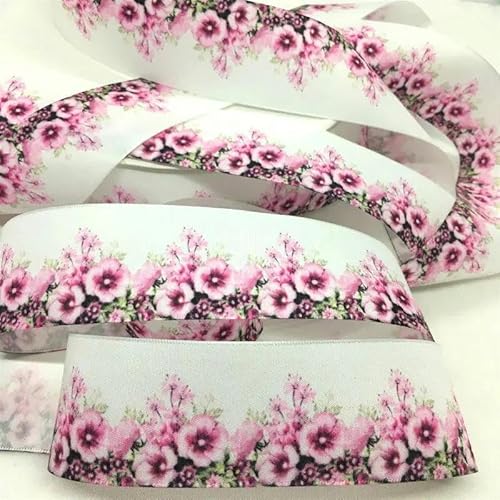 FAQIMORAX 5 Yards 38 mm Blumen Satinband für Patchwork-Schleifen Weihnachten Hochzeit Blumenverpackung-PR945-5 Yards von FAQIMORAX