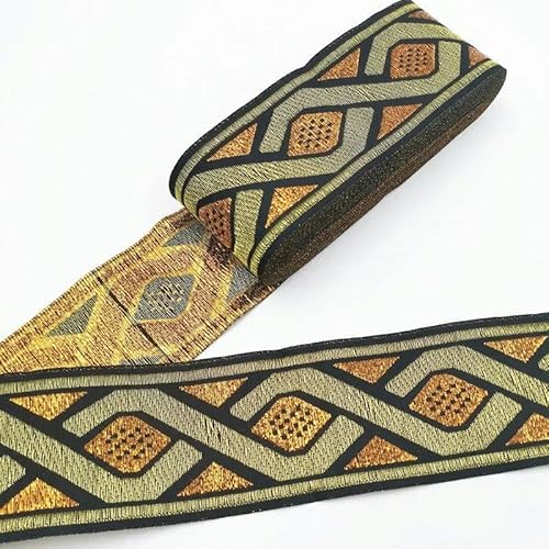 FAQIMORAX 7 Meter 50 mm Vintage Ethno-Stickereiband Boho-Besatz DIY Kleidung Taschenzubehör bestickt-50MM SBD05 von FAQIMORAX