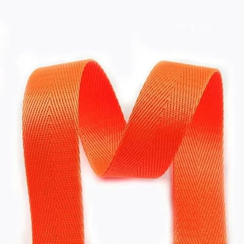 FAQIMORAX 8 m, 20–38 mm, 1 mm Dickes Nylon-Gurtband, Rucksackgurtband, Sicherheitsgurtetikett, DIY-Taschenbindungszubehör, Fluoreszierendes Orange, 38 mm von FAQIMORAX