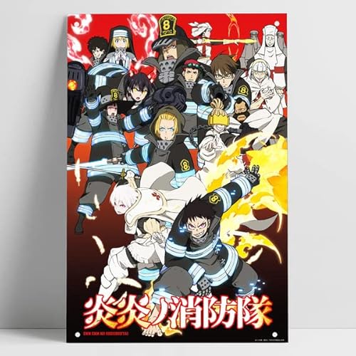 Anime Fire Force Vintage Metall-Blechschild Retro Blechschild Wandkunst Dekor Anime Poster 20,3 x 30,5 cm von FAQOIR