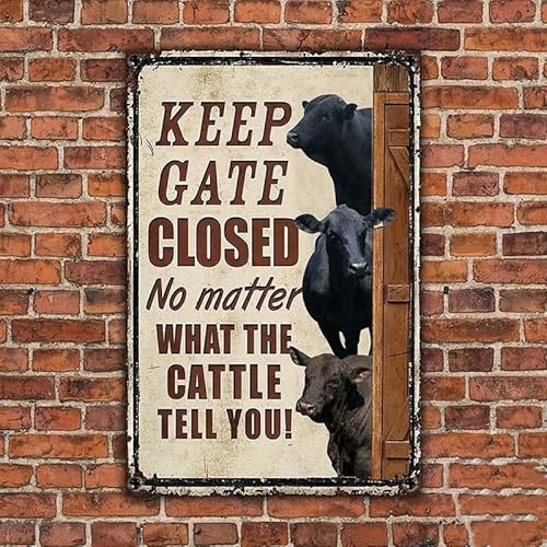 FAQOIR Brangus Metall-Blechschilder mit Aufschrift "Keep Gate Closed No Matter What The Cattle Tell You", Vintage-Retro-Stil, für Bars, Cafés, Wände, Bauernhaus, dekorative Kunst, Wertschätzung FAQOIR Brangus Metall-Blechschilder mit Aufschrift "Keep Gate Closed No Matter What The Cattle Tell You", Vintage-Retro-Stil, für Bars, Cafés, Wände, Bauernhaus, dekorative Kunst, Wertschätzung von FAQOIR