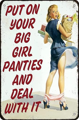 FAQOIR "Put On Your Bigger Girl Panties and Deal with It" Pin Up Girl, Wandschild, lustiges Metall-Blechschild, Vintage-Kunst-Dekor, Eisenmalerei, 20,3 x 30,5 cm FAQOIR "Put On Your Bigger Girl Panties and Deal with It" Pin Up Girl, Wandschild, lustiges Metall-Blechschild, Vintage-Kunst-Dekor, Eisenmalerei, 20,3 x 30,5 cm von FAQOIR