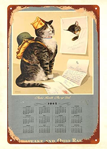 Kalender Chesapeake & Ohio Eisenbahn Peake Katze Schachkätzchen Metall-Blechschild Höhle Garage & Zuhause Cafe Bar Club Wanddekoration Schild Schilder 15,2 x 20,3 cm von FAQOIR