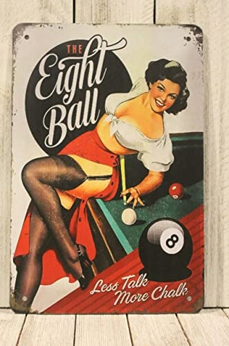 FAQOIR Pinup Blechschild mit Aufschrift "Girl Ball", Billardzimmer, Poster, Pool, Flur, Tisch, rustikale Garage und Zuhause, Café, Bar, Club, Wanddekoration, Schilder, 20,3 x 30,5 cm von SUUVKING