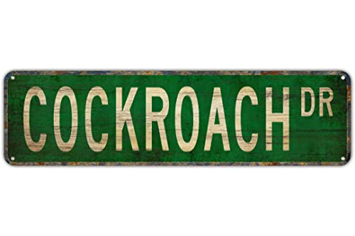 Vintage Decor Wandschilder Kakerlake Kakerlake Geschenk Kakerlake Schild Kakerlake Dekor Blech Metall Straßenschild Lane Avenue Street Way Grün 40,6 x 10,2 cm von FAQOIR