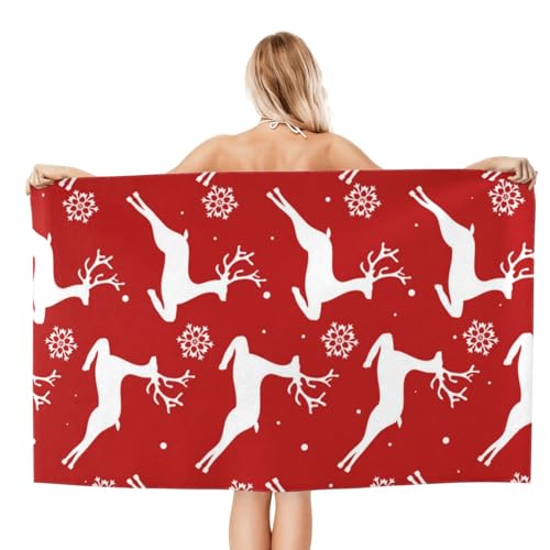 FAQRTIV Mikrofaser-Strandtuch, Schnee-Elch, rot, sandfrei, schnell trocknend, großes Mikrofaser-Handtuch für Reisen, Schwimmen, Urlaub FAQRTIV Mikrofaser-Strandtuch, Schnee-Elch, rot, sandfrei, schnell trocknend, großes Mikrofaser-Handtuch für Reisen, Schwimmen, Urlaub von FAQRTIV