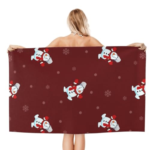FAQRTIV Mikrofaser-Strandtuch, Schneemann, Schneeflocke, Cartoon, sandfrei, schnell trocknend, großes Mikrofaser-Handtuch für Reisen, Schwimmen, Urlaub von FAQRTIV