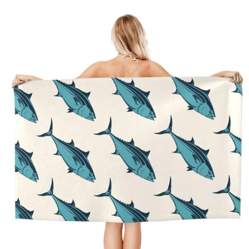 FAQRTIV Mikrofaser-Strandtuch, Thunfischblau, sandfrei, schnell trocknend, großes Mikrofaser-Handtuch für Reisen, Schwimmen, Urlaub FAQRTIV Mikrofaser-Strandtuch, Thunfischblau, sandfrei, schnell trocknend, großes Mikrofaser-Handtuch für Reisen, Schwimmen, Urlaub von FAQRTIV