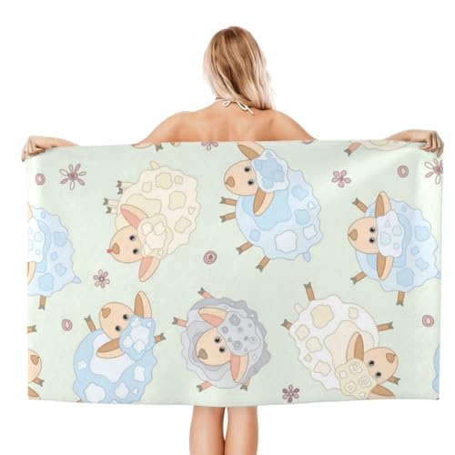 FAQRTIV Mikrofaser-Strandtuch, niedliches Schaf, Cartoon, sandfrei, schnell trocknend, großes Mikrofaser-Handtuch für Reisen, Schwimmen, Urlaub FAQRTIV Mikrofaser-Strandtuch, niedliches Schaf, Cartoon, sandfrei, schnell trocknend, großes Mikrofaser-Handtuch für Reisen, Schwimmen, Urlaub von FAQRTIV