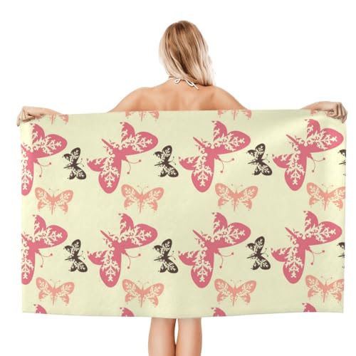 FAQRTIV Mikrofaser-Strandtuch, rosa, schwarz, Schmetterling, sandfrei, schnell trocknend, großes Mikrofaser-Handtuch für Reisen, Schwimmen, Urlaub FAQRTIV Mikrofaser-Strandtuch, rosa, schwarz, Schmetterling, sandfrei, schnell trocknend, großes Mikrofaser-Handtuch für Reisen, Schwimmen, Urlaub von FAQRTIV