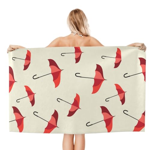 FAQRTIV Mikrofaser-Strandtuch, rot, klassischer Regenschirm, sandfrei, schnell trocknend, großes Mikrofaser-Handtuch für Reisen, Schwimmen, Urlaub FAQRTIV Mikrofaser-Strandtuch, rot, klassischer Regenschirm, sandfrei, schnell trocknend, großes Mikrofaser-Handtuch für Reisen, Schwimmen, Urlaub von FAQRTIV
