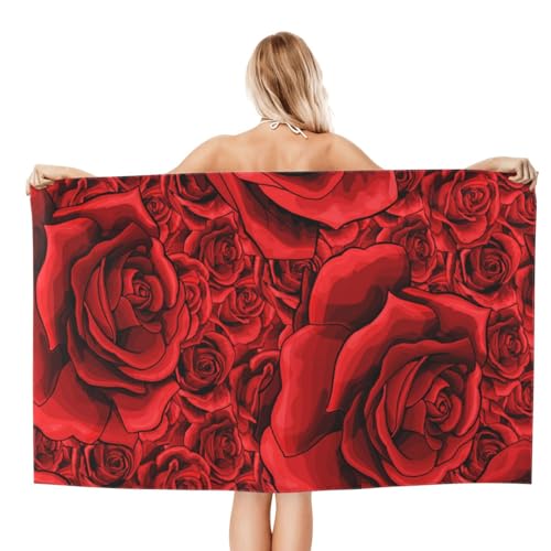 FAQRTIV Mikrofaser-Strandtuch, rote Rose, sandfrei, schnell trocknend, großes Mikrofaser-Handtuch für Reisen, Schwimmen, Urlaub FAQRTIV Mikrofaser-Strandtuch, rote Rose, sandfrei, schnell trocknend, großes Mikrofaser-Handtuch für Reisen, Schwimmen, Urlaub von FAQRTIV