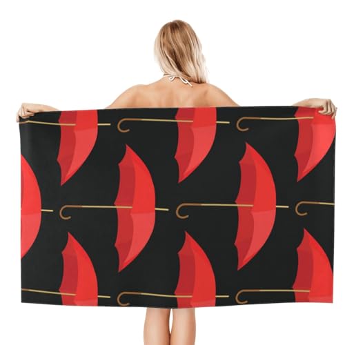 FAQRTIV Mikrofaser-Strandtuch, roter Regenschirm, sandfrei, schnell trocknend, großes Mikrofaser-Handtuch für Reisen, Schwimmen, Urlaub FAQRTIV Mikrofaser-Strandtuch, roter Regenschirm, sandfrei, schnell trocknend, großes Mikrofaser-Handtuch für Reisen, Schwimmen, Urlaub von FAQRTIV