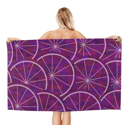 FAQRTIV Mikrofaser-Strandtuch, violett, abstrakt, zitronenfarben, sandfrei, schnell trocknend, großes Mikrofaser-Handtuch für Reisen, Schwimmen, Urlaub von FAQRTIV