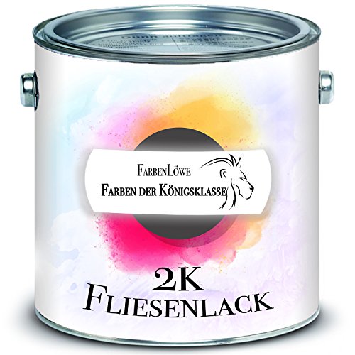 FARBENLÖWE 2-K Fliesenlack im SET für Fliesen inkl Härter Fliesenlack GLÄNZEND Weiß Grau Cremeweiß Anthrazitgrau Lichtgrau Silbergrau Schwarz Farbauswahl 2-Komponenten Lack (1 L, Silbergrau RAL 7001) von FARBENLÖWE