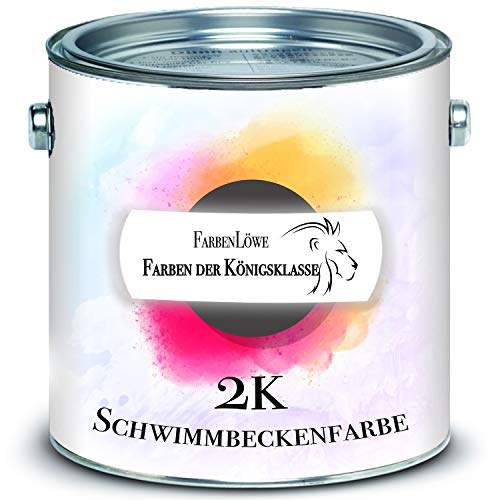 FARBENLÖWE 2K Schwimmbeckenfarbe hochmoderne Poolfarbe für GFK & Kunststoff 2 Komponenten SET Schwimmbadbeschichtung wasserdicht in Blau Weiß und Grün Seegrün (2,5 L, Blau) von FARBENLÖWE