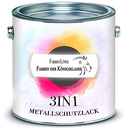 FARBENLÖWE hochmoderne Metallschutzfarbe 3in1 Metallschutzlack 3-in-1 Decklack, Grundierung und Rostschutz - FARBAUSWAHL - Metallfarbe Metalllack Farbe (2,5 L, Lichtgrau RAL 7035) von FARBENLÖWE