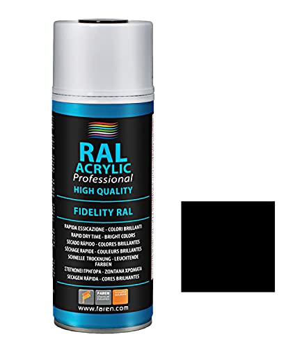 Faren RAL ACRYLIC, Lackspray 100 % Acryl, FIDELITY RAL, brillante Farben, schnell trocknend, 400 ml (RAL 9005 Schwarz glänzend) (1 Stück) Faren RAL ACRYLIC, Lackspray 100 % Acryl, FIDELITY RAL, brillante Farben, schnell trocknend, 400 ml (RAL 9005 Schwarz glänzend) (1 Stück) von FAREN