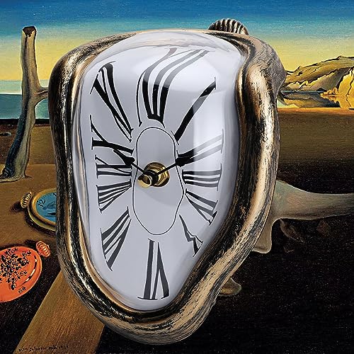 FAREVER Schmelzende Uhr, Salvador Dali Uhr, geschmolzene Uhr für dekoratives Zuhause, Büro, Regal, Schreibtisch, Tisch, lustiges kreatives Geschenk, Rom, antikes Gold von FAREVER