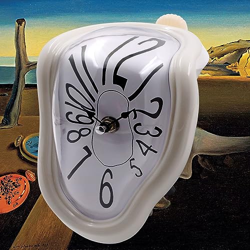 FAREVER Salvador Dali Uhr Schmelzende Uhr Schmelzende Uhr für dekorative Home Office Regal Schreibtisch Tisch Lustiges kreatives Geschenk, Rom Weiß von FAREVER