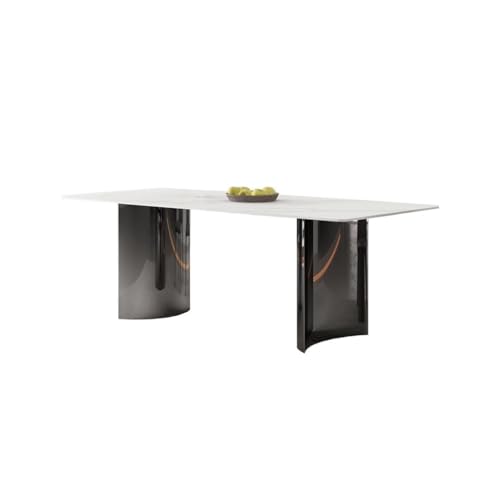 FAREWELL Moderner Esstisch Esstisch aus Schiefer, Metallsockel, rechteckiger Tisch, einfacher Esstisch for den Haushalt, Büroschreibtisch, Kleiner Konferenztisch Küchen-Esstische von FAREWELL