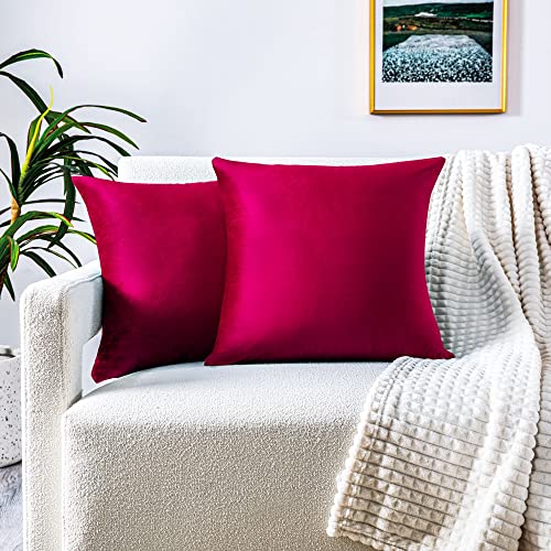 FARFALLAROSSA 2er-Set Kissenbezüge für Sofa40x40 cm, Kissenbezüge aus Samt mit verdecktem Reißverschluss verstärkt, ideal für dekorative Sofakissen - Rot von FARFALLAROSSA