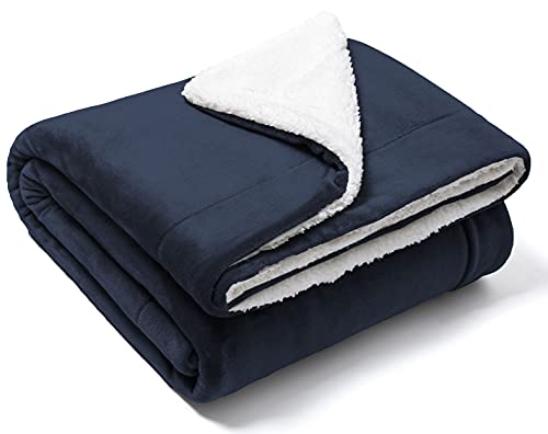 Decke Sofa Kuscheldecke 160x210 cm - Warm Sherpa Sofaüberwurf Decke - Dicke Sofadecke Couchdecke - Oeko-TEX - Flauschige Wohndecke für Couch - Blau von FARFALLAROSSA