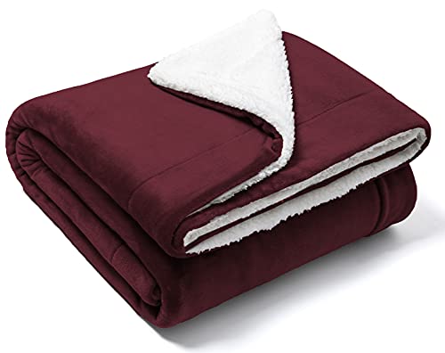 Decke Sofa Kuscheldecke 160x210 cm - Warm Sherpa Sofaüberwurf Decke - Dicke Sofadecke Couchdecke - Oeko-TEX - Flauschige Wohndecke für Couch - Bordeaux von FARFALLAROSSA
