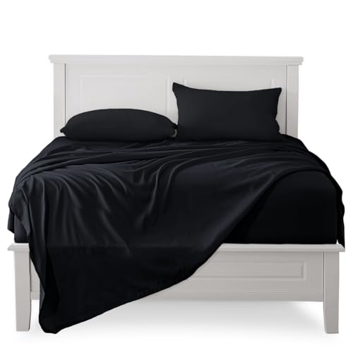 FARFALLAROSSA Bettwäsche-Set für Einzelbett aus 100% Baumwolle, Spannbettlaken für Einzelbett 180 x 200 cm, Oberlaken 250 x 280 cm, 2 Kissenbezug 50 x 80 cm - Schwarz von FARFALLAROSSA