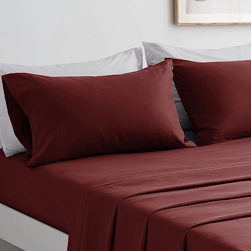 FARFALLAROSSA Komplettes Bettwäsche-Set für Doppelbetten, Bettlaken und Kissenbezüge, Mikrofaser, für Bett mit 180 cm, Bordeaux von FARFALLAROSSA