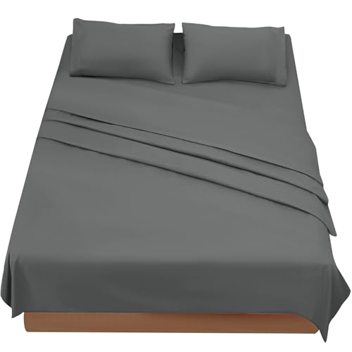 FARFALLAROSSA Komplettes Bettwäsche-Set für Doppelbetten, Bettlaken und Kissenbezüge, Mikrofaser, für Bett mit 180 cm, Dunkelgrau von FARFALLAROSSA