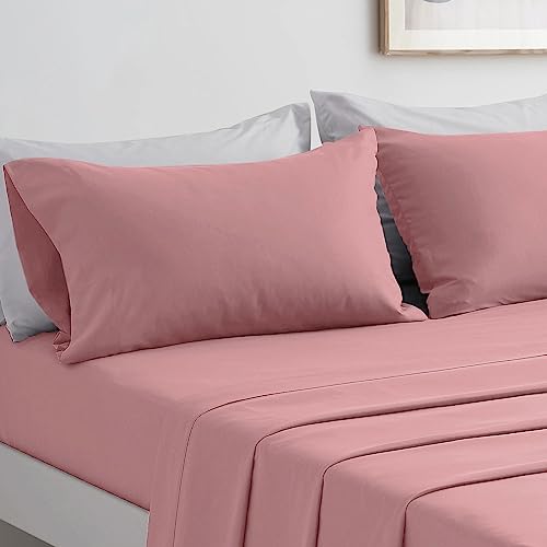FARFALLAROSSA Bettwäsche-Set für Doppelbetten, Bettlaken und Kissenbezüge, Mikrofaser, für Bett mit 90 cm,Rosa Dunkel von FARFALLAROSSA