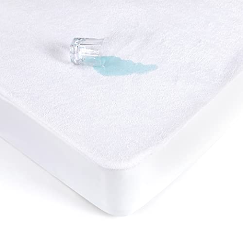 FARFALLAROSSA Matratzenschoner für Doppelbett, Baumwolle, wasserdicht, 180 x 200 cm, Matratzenschoner aus weichem Frottee mit Ecken, hypoallergen, milbendicht und antibakteriell, Weiß von FARFALLAROSSA