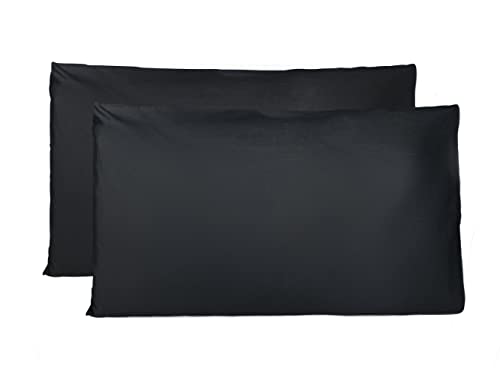 Kissenbezug 50x80 cm 2er Set - 100% Baumwolle, Superweicher Premium Jersey Kopfkissenbezug, Schlicht und edel im Design, Made in Italy - Schwarz von FARFALLAROSSA