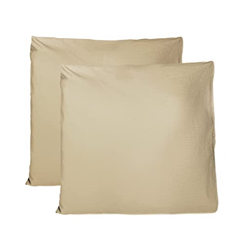 Kissenbezug 60x60 cm 2er Set - 100% Baumwolle, Superweicher Premium Jersey Kopfkissenbezug, Schlicht und edel im Design, Made in Italy - Beige von FARFALLAROSSA